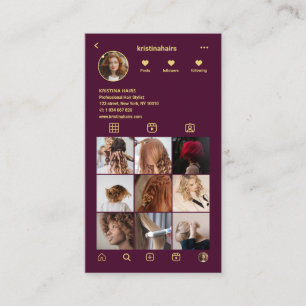 Tarjeta De Visita Hairstylist QR Code Photo Grid Instagram