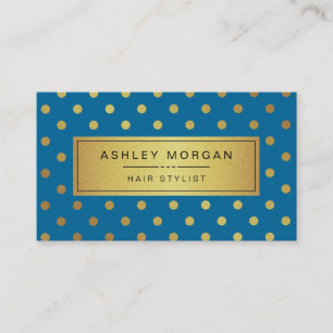 Tarjeta De Visita Hairstylist - Royal Blue Gold Dots