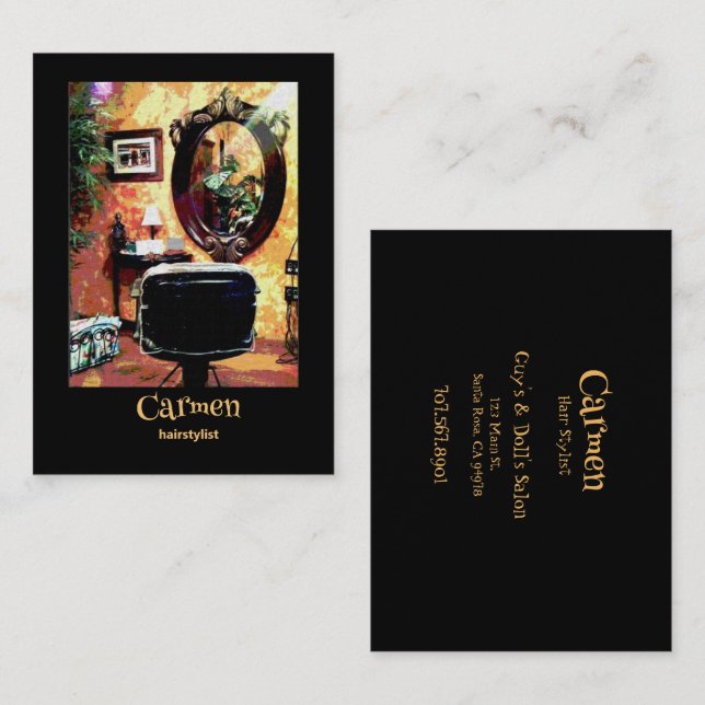 Tarjeta De Visita Hairstylist Sassy Hair Salon Business Card (Anverso / Reverso)