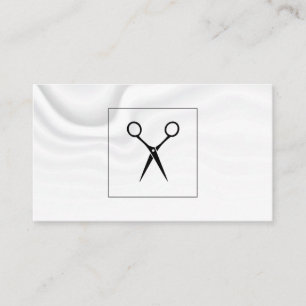 Tarjeta De Visita Hairstylist Shears   Fondo del drenaje de seda