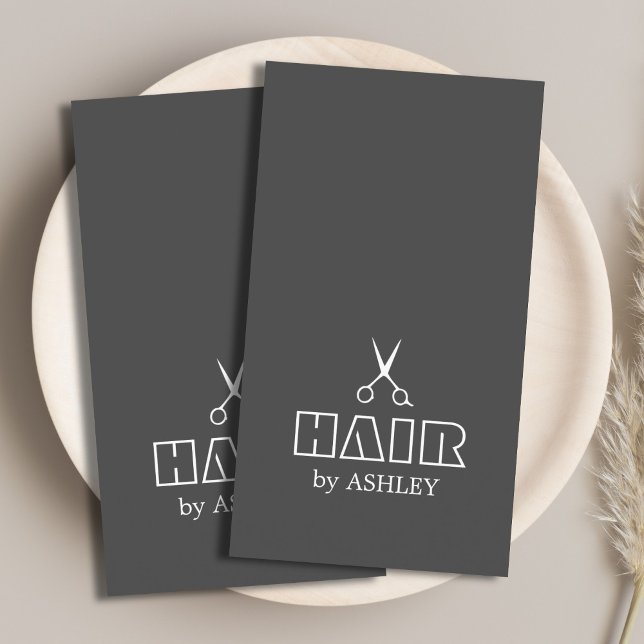 Tarjeta De Visita Hairstylista blanco gris minimalista/Salón (Subido por el creador)
