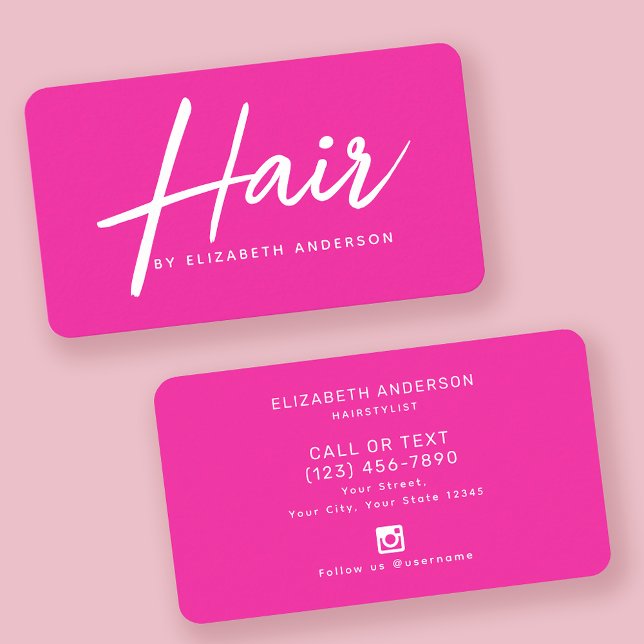 Tarjeta De Visita Hairstylista de guiones retro rosados (Subido por el creador)
