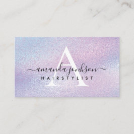 Tarjeta De Visita Hairstylista Purple Holographic Relieve metalizado