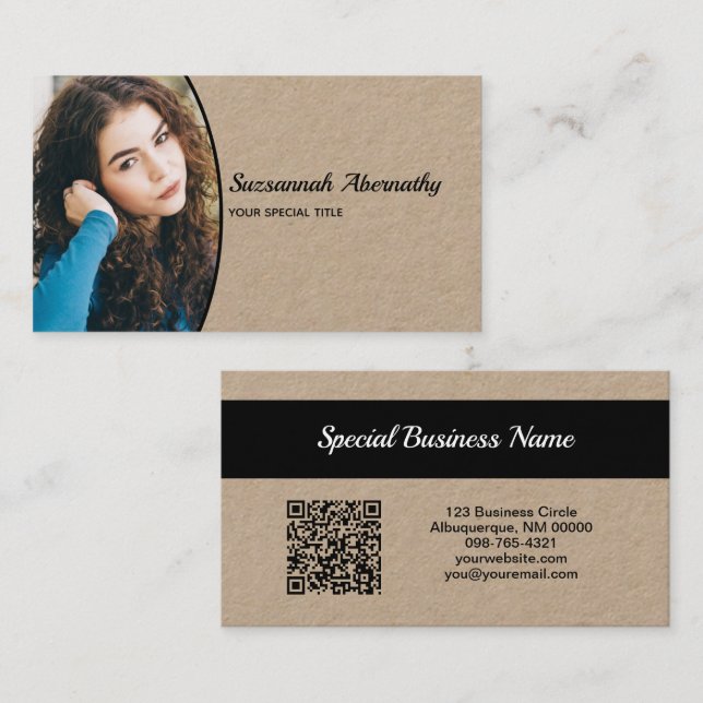 Tarjeta De Visita Half Oval Professional Photo Nanny & QR Code (Anverso / Reverso)