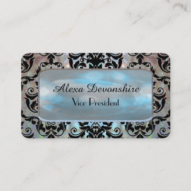 Tarjeta De Visita Halleesham Elegant Damask Profesional de 3,5" x 2" (Anverso)
