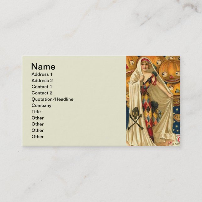 Tarjeta De Visita Halloween antiguo Jack O Lantern Costume mujer (Anverso)