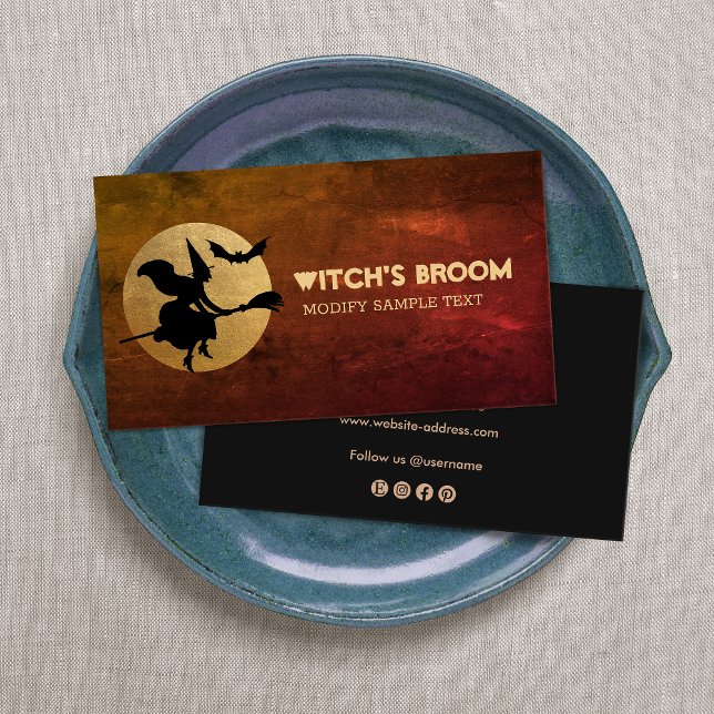 Tarjeta De Visita Halloween con , murciélago y luna (Subido por el creador)