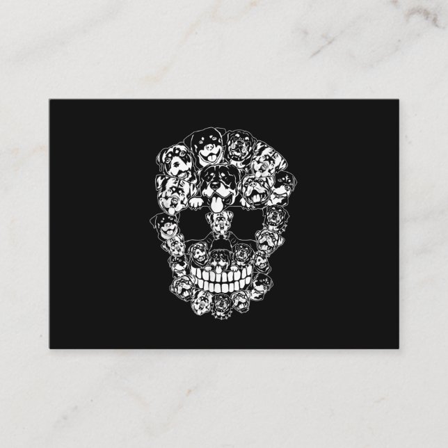 Tarjeta De Visita Halloween Costume Skull Rottweiler Perros Amantes (Anverso)