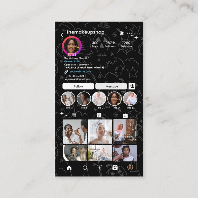 Tarjeta De Visita Halloween de Instagram (Anverso)