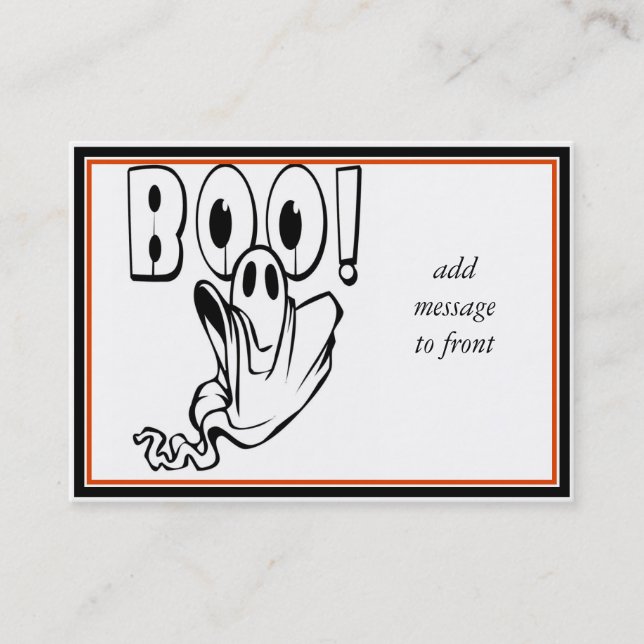 Tarjeta De Visita Halloween Ghost dice "¡BOO!" (Anverso)
