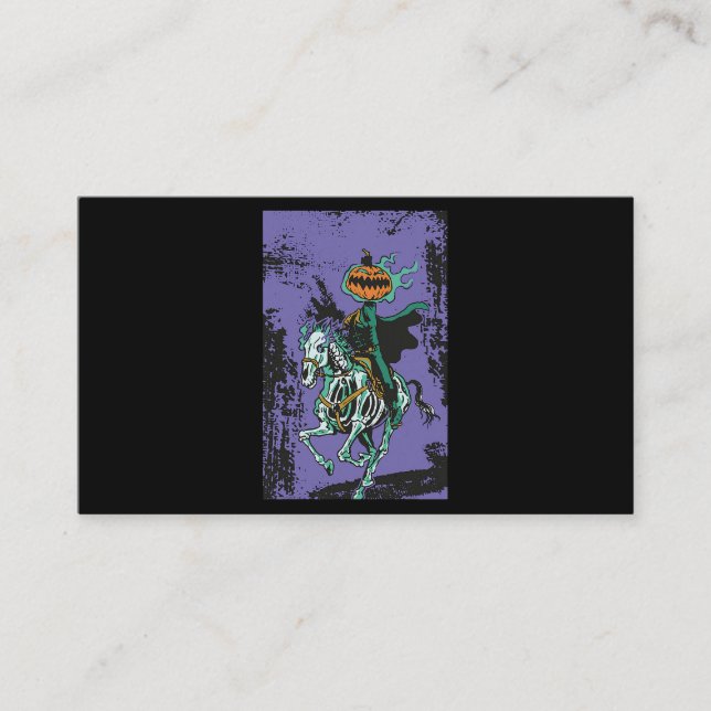 Tarjeta De Visita Halloween Horror Skeleton Cowboy montando en la sa (Anverso)