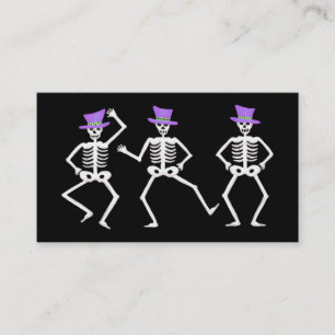 Tarjeta De Visita Halloween Whimsy Dancing Skeletons Púrpura Sombrer