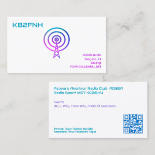 Tarjeta De Visita Ham Radio Call Rótulo Cards Personalizado QR