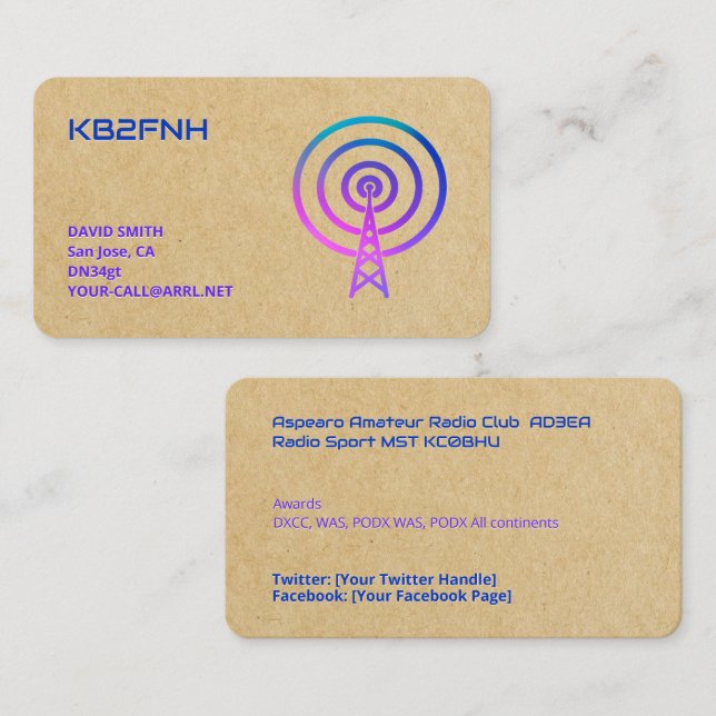 Tarjeta De Visita 📻 Ham Radio Callsign (Anverso / Reverso)