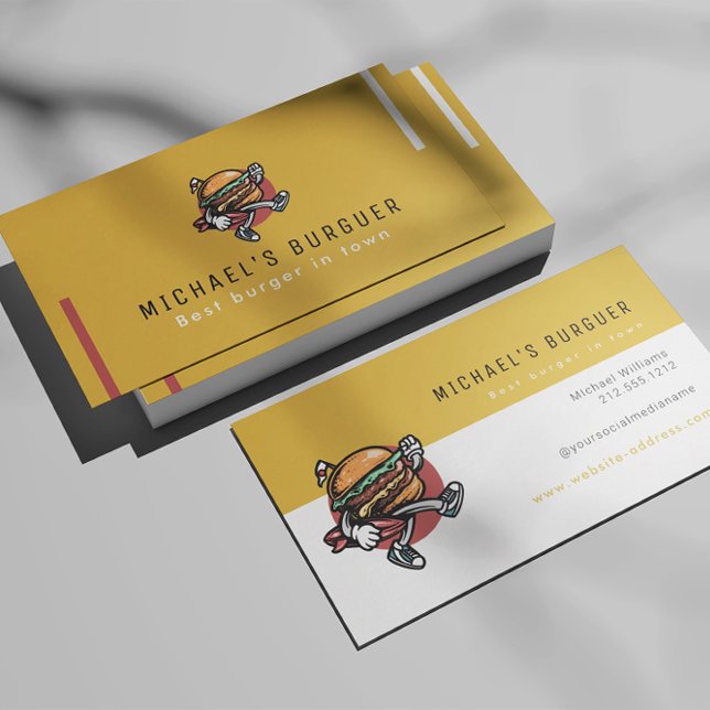 Tarjeta De Visita Hamburger restaurant food truck Mustard Yellow (Subido por el creador)