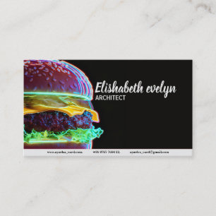 Tarjeta De Visita Hamburguesa Cyberpunk Glow f542