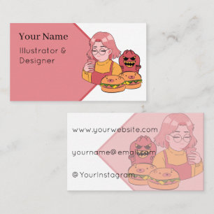 Tarjeta De Visita Hamburguesas y café Kawaii Bear – Estilo Anime Est