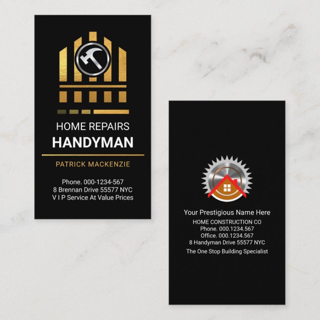 Tarjeta De Visita Hammer plateado sobre el edificio del oro (Anverso / Reverso)