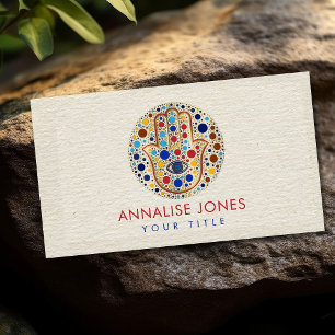 Tarjeta De Visita Hamsa mano - mano de arte de puntas de Fátima