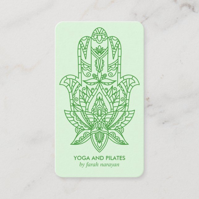 Tarjeta De Visita Hamsa | masaje spa Green Wellness Yoga holístico (Anverso)