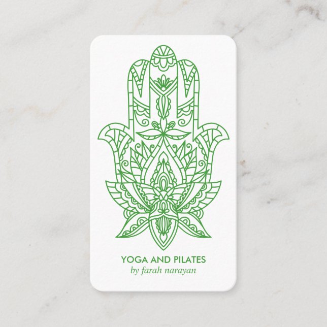Tarjeta De Visita Hamsa | masaje spa Green Wellness Yoga holístico (Anverso)