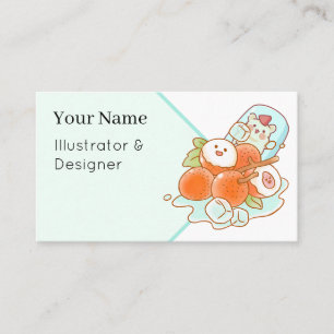 Tarjeta De Visita Hamster Kawaii Fruta Lychee - Estética Veraniega A