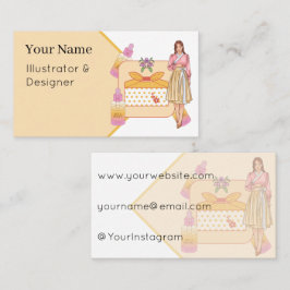 Tarjeta De Visita Hanbok de Pastel & Suero de Miel de Vainilla