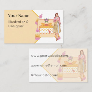 Tarjeta De Visita Hanbok de Pastel & Suero de Miel de Vainilla