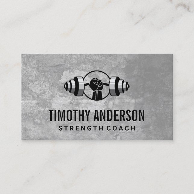 Tarjeta De Visita Hand Hold Barbell | Logo de Fitness (Anverso)