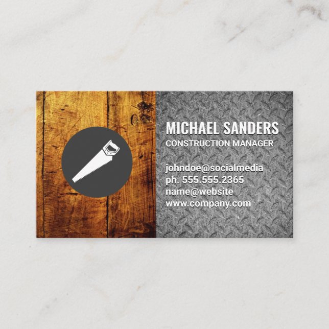 Tarjeta De Visita Hand Saw | Madera y acero (Anverso)