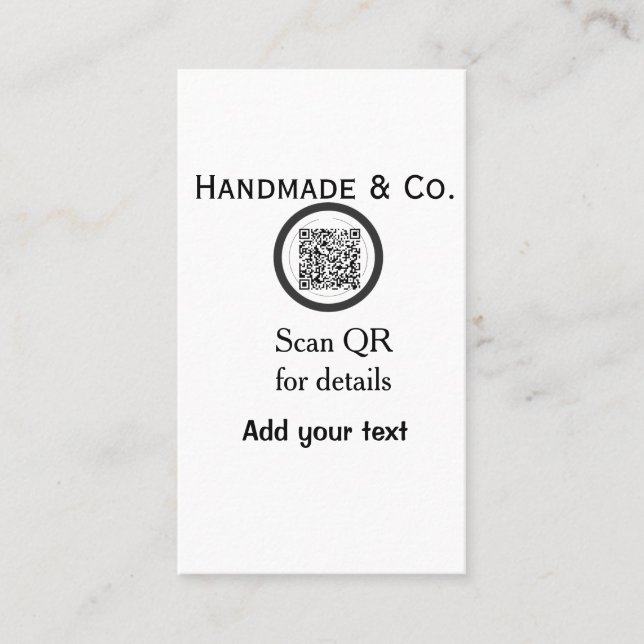 Tarjeta De Visita Handmade company business Scan QR details name dat (Anverso)