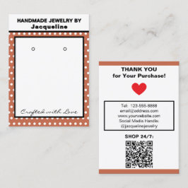 Tarjeta De Visita Handmade Earrings Terra Cotta White Polka Dots