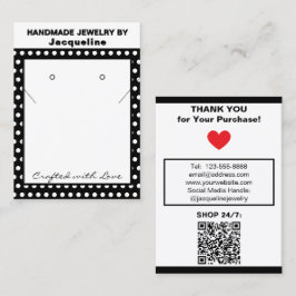 Tarjeta De Visita Handmade Necklace Earrings Black White Polka Dots