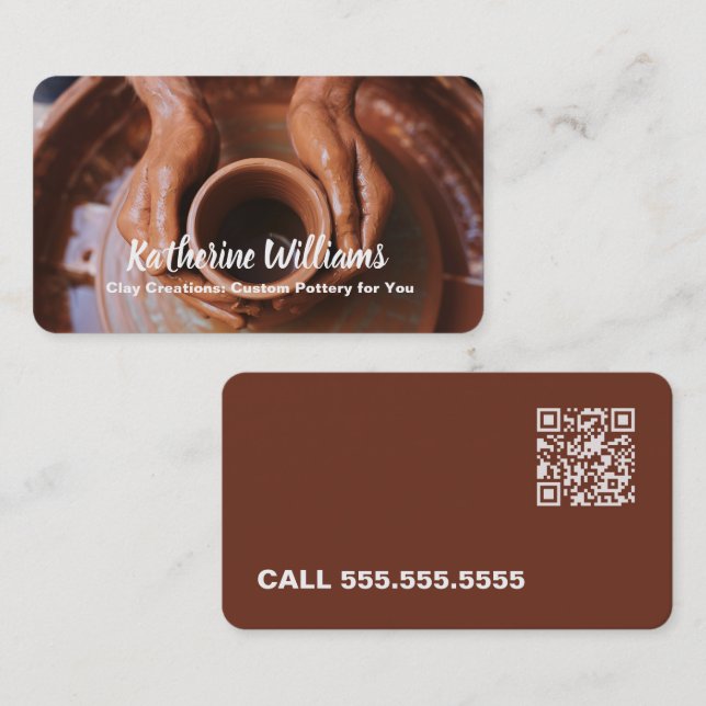 Tarjeta De Visita Handmade Pottery QR (Anverso / Reverso)
