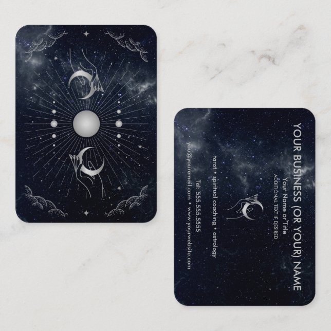 Tarjeta De Visita Hands with Moons Cosmos Astrology Tarot (Anverso / Reverso)