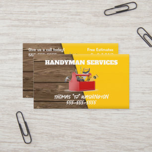Tarjeta De Visita Handyman amarillo y madera