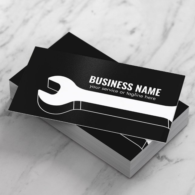 Tarjeta De Visita Handyman Auto Repare Service 3D Wrench Black (Subido por el creador)