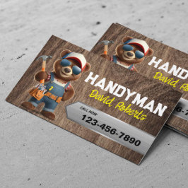 Tarjeta De Visita Handyman Bear Woodworker House Service Wood
