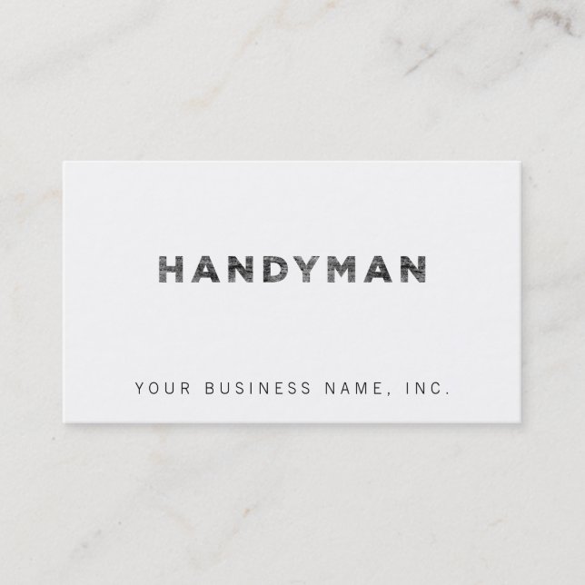 Tarjeta De Visita Handyman [Black Faux Letterpress Style] (Anverso)