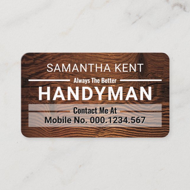 Tarjeta De Visita Handyman Border Lines Timber Wood (Anverso)