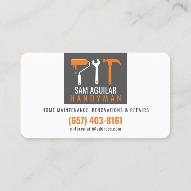 Tarjeta De Visita Handyman Business Card Modern Design (Anverso)