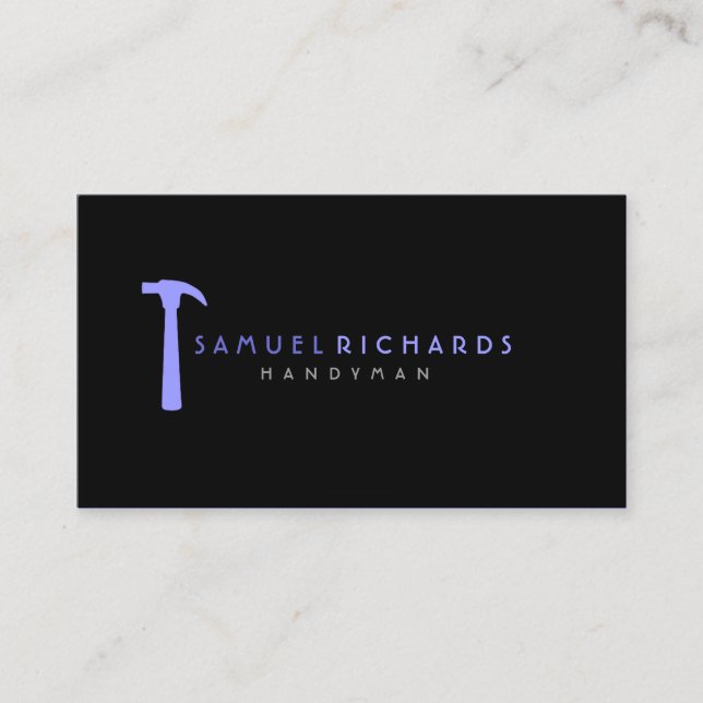 Tarjeta De Visita Handyman Business Card Simple Hammer Silhoutte (Anverso)