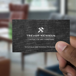 Tarjeta De Visita Handyman Carpenter Construction Grunge Black