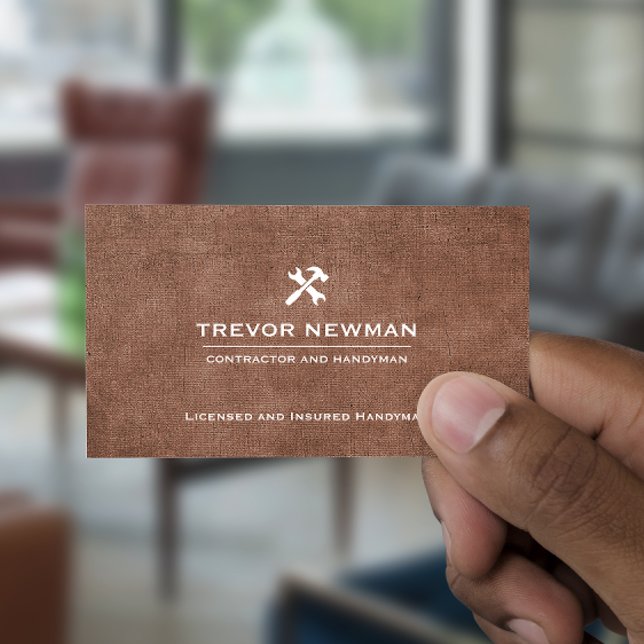 Tarjeta De Visita Handyman Carpenter Construction Grunge Brown (Subido por el creador)
