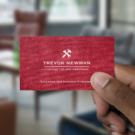 Tarjeta De Visita Handyman Carpenter Construction Grunge RED