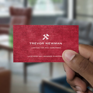 Tarjeta De Visita Handyman Carpenter Construction Grunge RED