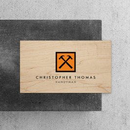 Tarjeta De Visita Handyman, Carpenter, logotipo de Naranja Builder e