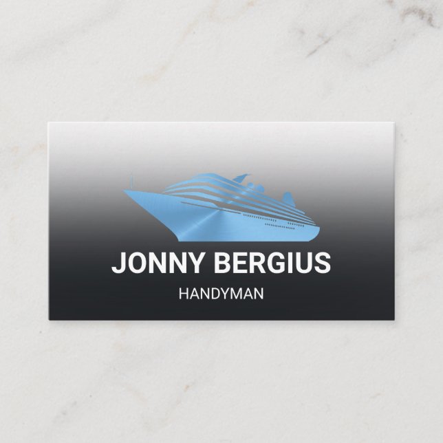 Tarjeta De Visita Handyman de barco azul (Anverso)