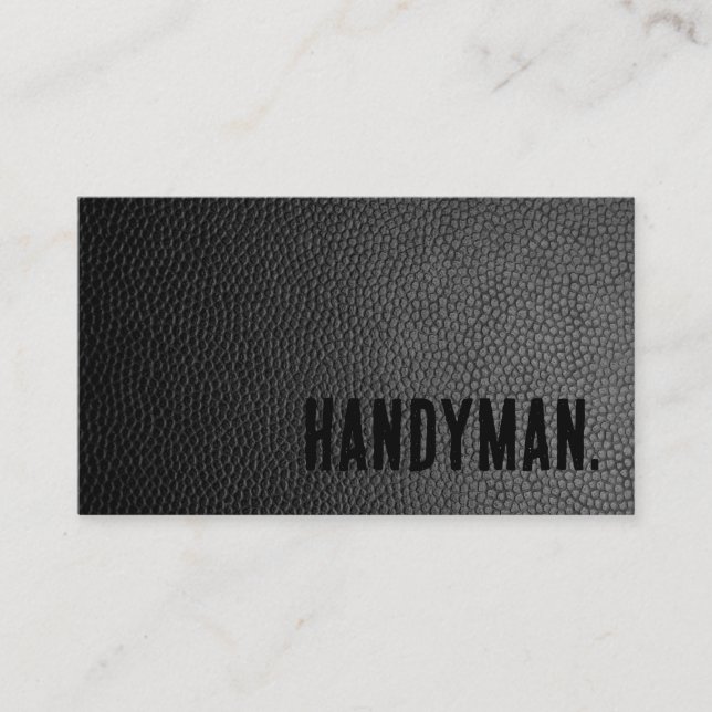 Tarjeta De Visita Handyman de cuero falso negro Premier (Anverso)
