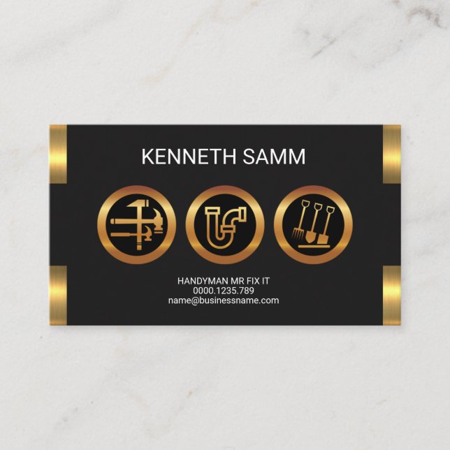 Tarjeta De Visita Handyman Fabulous Faux Gold Presentation (Anverso)